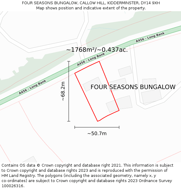 FOUR SEASONS BUNGALOW, CALLOW HILL, KIDDERMINSTER, DY14 9XH: Plot and title map