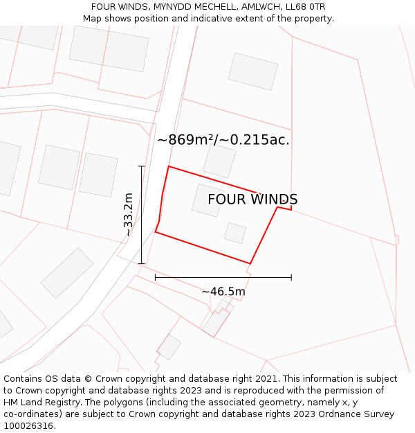 FOUR WINDS, MYNYDD MECHELL, AMLWCH, LL68 0TR: Plot and title map