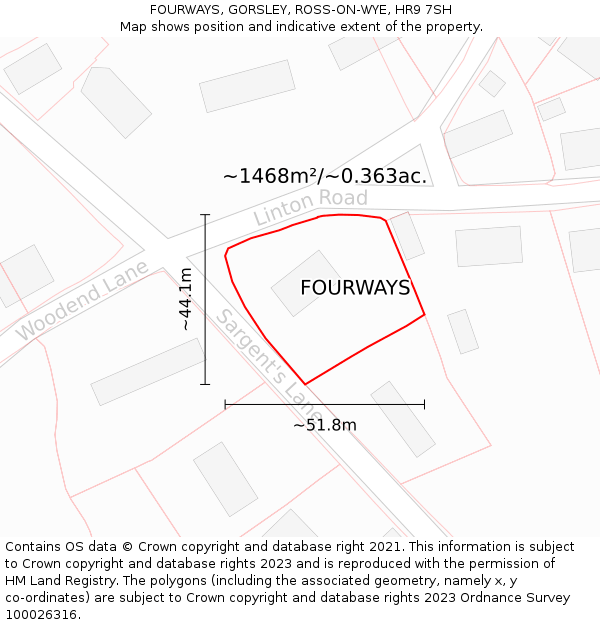 FOURWAYS, GORSLEY, ROSS-ON-WYE, HR9 7SH: Plot and title map