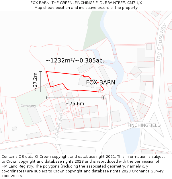 FOX BARN, THE GREEN, FINCHINGFIELD, BRAINTREE, CM7 4JX: Plot and title map