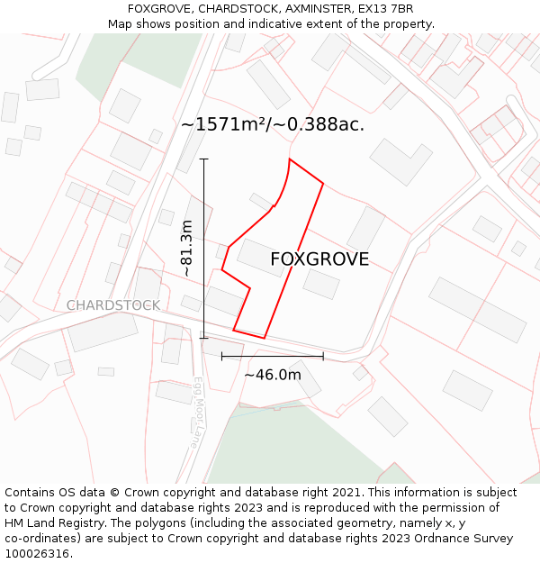 FOXGROVE, CHARDSTOCK, AXMINSTER, EX13 7BR: Plot and title map