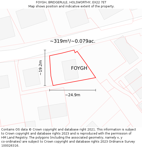 FOYGH, BRIDGERULE, HOLSWORTHY, EX22 7ET: Plot and title map