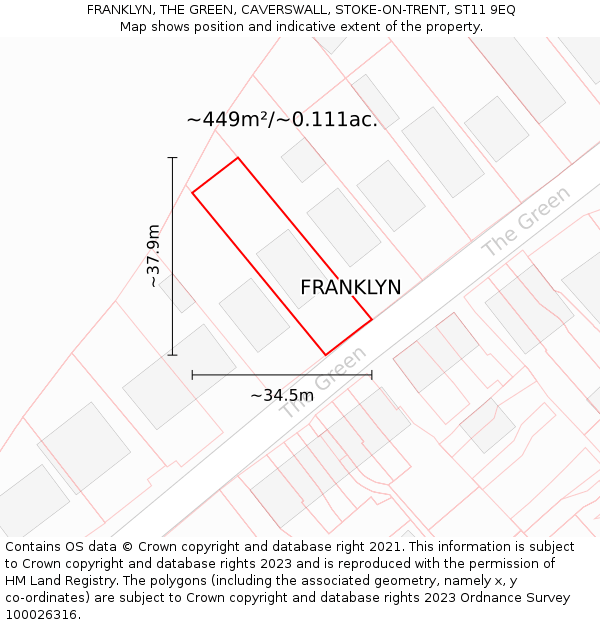 FRANKLYN, THE GREEN, CAVERSWALL, STOKE-ON-TRENT, ST11 9EQ: Plot and title map