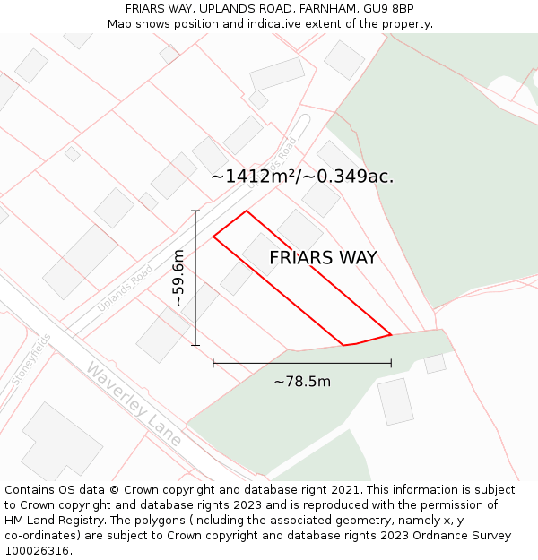FRIARS WAY, UPLANDS ROAD, FARNHAM, GU9 8BP: Plot and title map