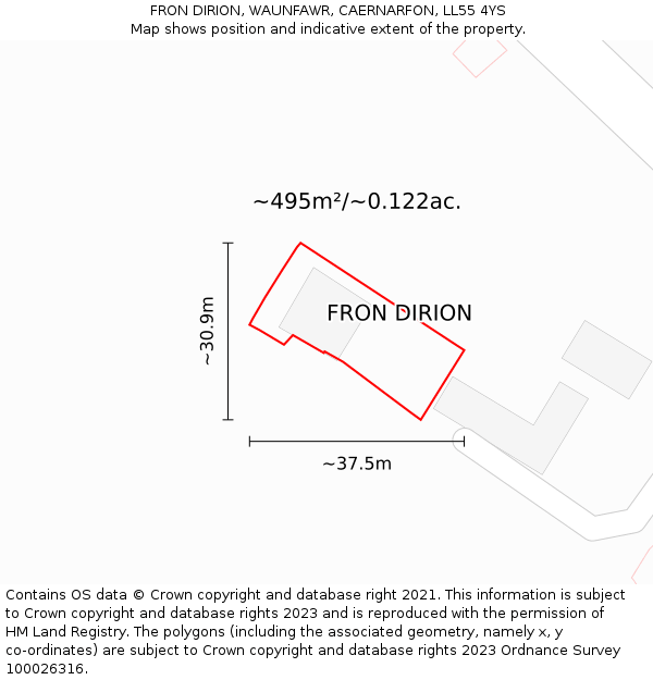 FRON DIRION, WAUNFAWR, CAERNARFON, LL55 4YS: Plot and title map
