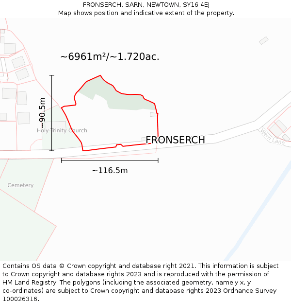 FRONSERCH, SARN, NEWTOWN, SY16 4EJ: Plot and title map