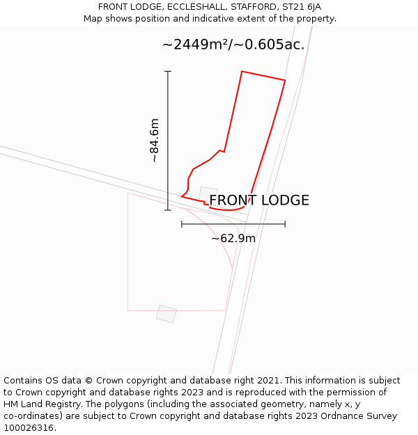 FRONT LODGE, ECCLESHALL, STAFFORD, ST21 6JA: Plot and title map
