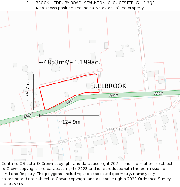 FULLBROOK, LEDBURY ROAD, STAUNTON, GLOUCESTER, GL19 3QF: Plot and title map