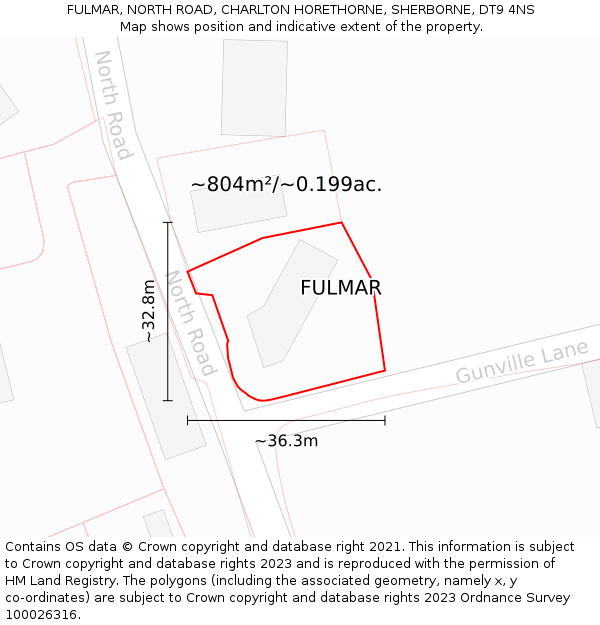 FULMAR, NORTH ROAD, CHARLTON HORETHORNE, SHERBORNE, DT9 4NS: Plot and title map