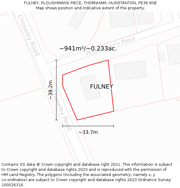 FULNEY, PLOUGHMANS PIECE, THORNHAM, HUNSTANTON, PE36 6NE: Plot and title map
