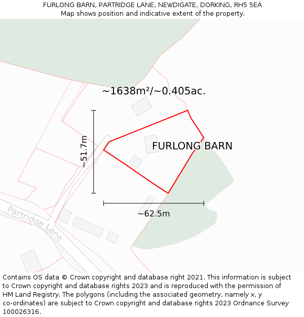 FURLONG BARN, PARTRIDGE LANE, NEWDIGATE, DORKING, RH5 5EA: Plot and title map