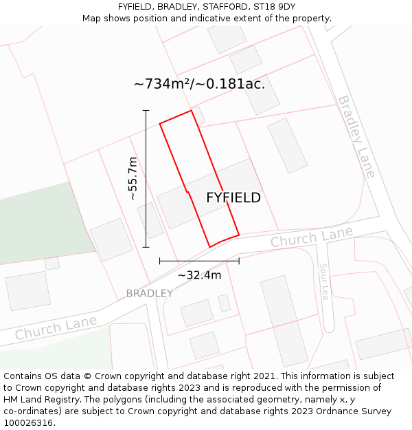 FYFIELD, BRADLEY, STAFFORD, ST18 9DY: Plot and title map