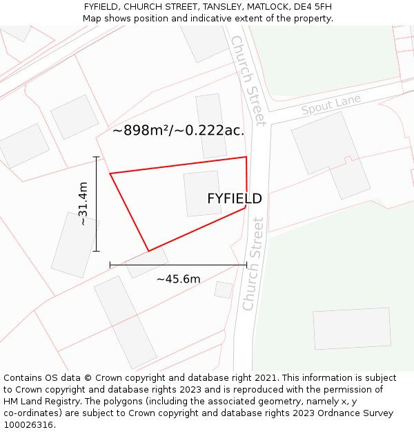 FYFIELD, CHURCH STREET, TANSLEY, MATLOCK, DE4 5FH: Plot and title map