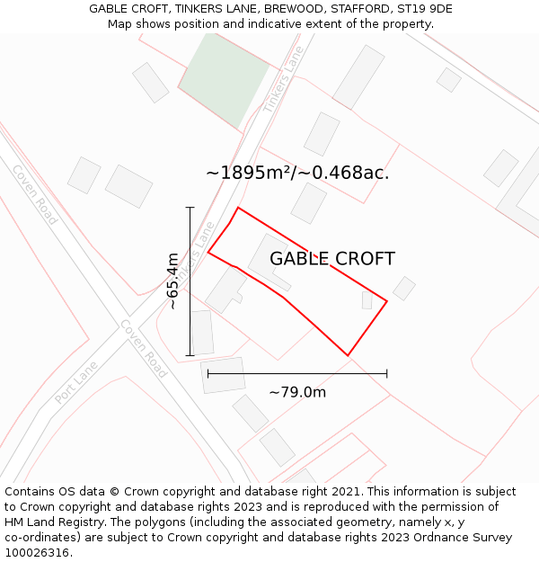 GABLE CROFT, TINKERS LANE, BREWOOD, STAFFORD, ST19 9DE: Plot and title map