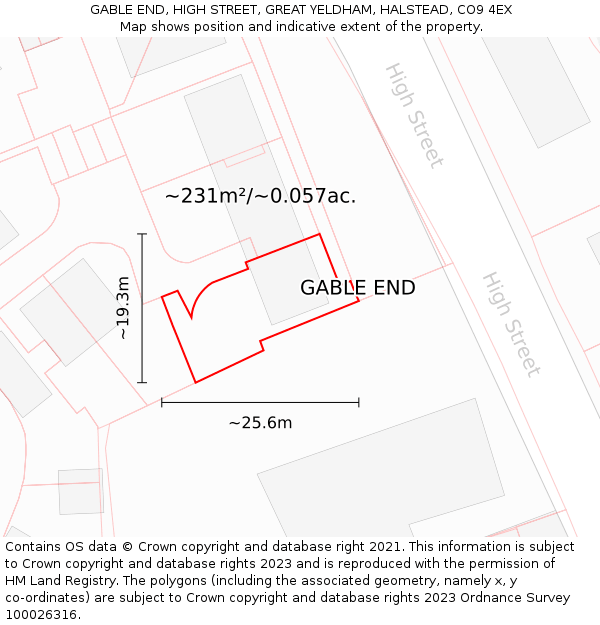 GABLE END, HIGH STREET, GREAT YELDHAM, HALSTEAD, CO9 4EX: Plot and title map
