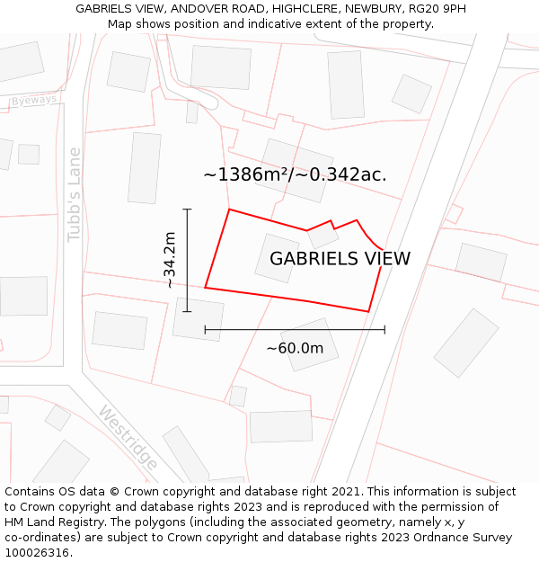 GABRIELS VIEW, ANDOVER ROAD, HIGHCLERE, NEWBURY, RG20 9PH: Plot and title map
