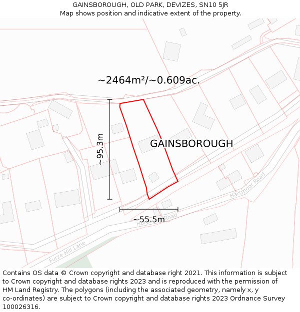 GAINSBOROUGH, OLD PARK, DEVIZES, SN10 5JR: Plot and title map