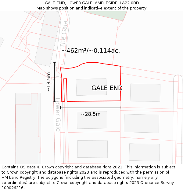 GALE END, LOWER GALE, AMBLESIDE, LA22 0BD: Plot and title map