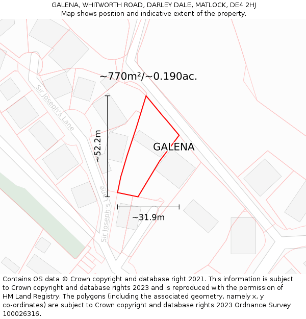 GALENA, WHITWORTH ROAD, DARLEY DALE, MATLOCK, DE4 2HJ: Plot and title map