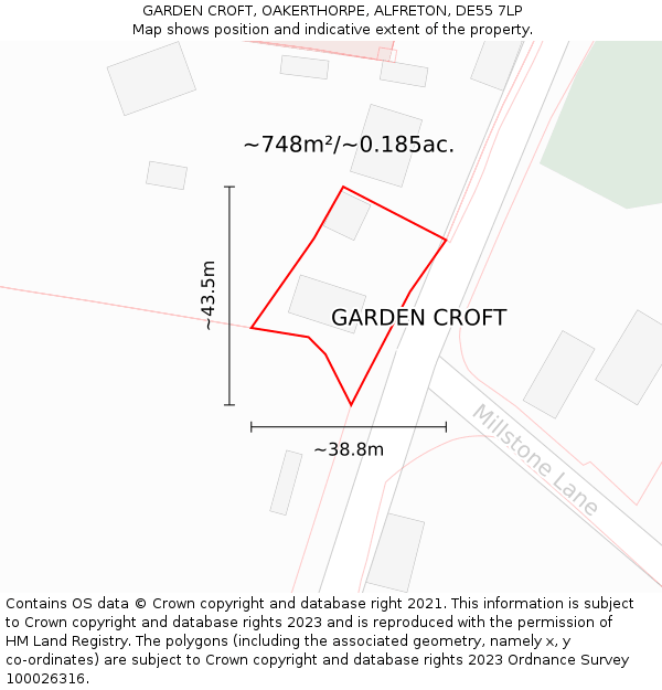 GARDEN CROFT, OAKERTHORPE, ALFRETON, DE55 7LP: Plot and title map