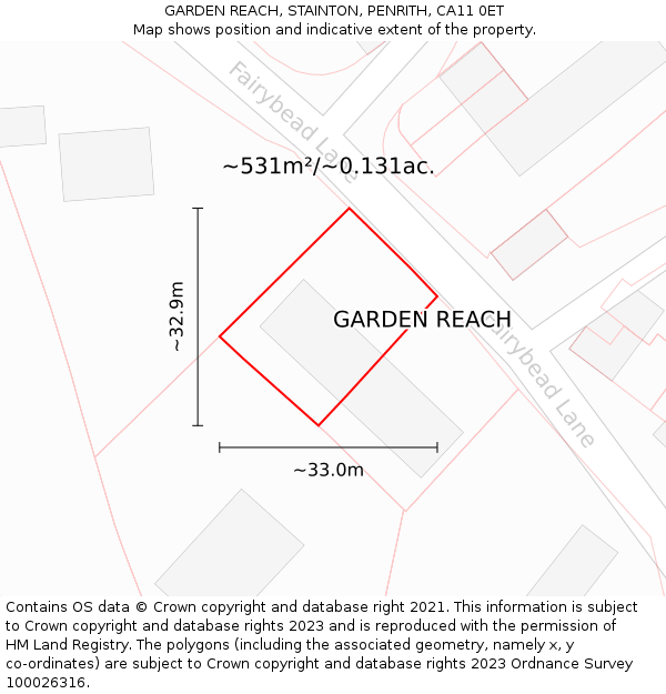 GARDEN REACH, STAINTON, PENRITH, CA11 0ET: Plot and title map
