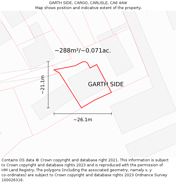 GARTH SIDE, CARGO, CARLISLE, CA6 4AW: Plot and title map