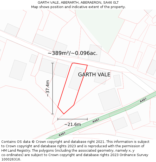 GARTH VALE, ABERARTH, ABERAERON, SA46 0LT: Plot and title map