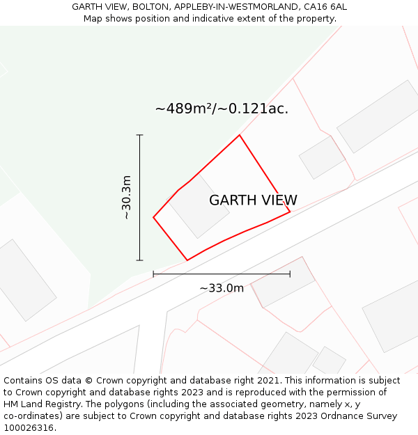 GARTH VIEW, BOLTON, APPLEBY-IN-WESTMORLAND, CA16 6AL: Plot and title map