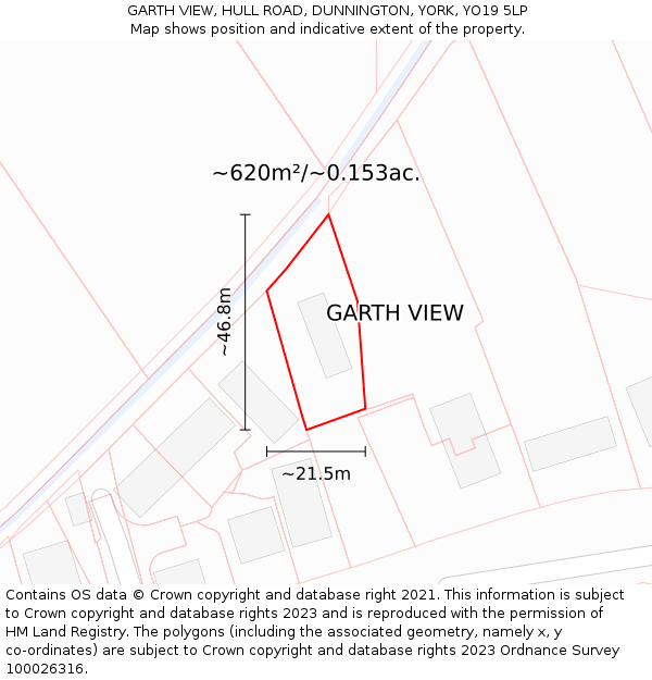 GARTH VIEW, HULL ROAD, DUNNINGTON, YORK, YO19 5LP: Plot and title map