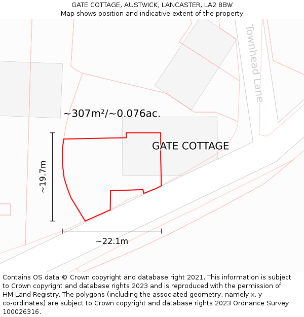 GATE COTTAGE, AUSTWICK, LANCASTER, LA2 8BW: Plot and title map