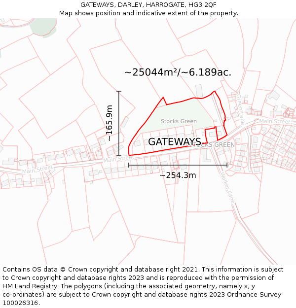 GATEWAYS, DARLEY, HARROGATE, HG3 2QF: Plot and title map