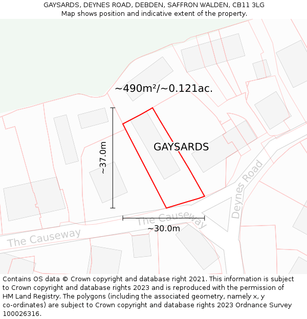 GAYSARDS, DEYNES ROAD, DEBDEN, SAFFRON WALDEN, CB11 3LG: Plot and title map