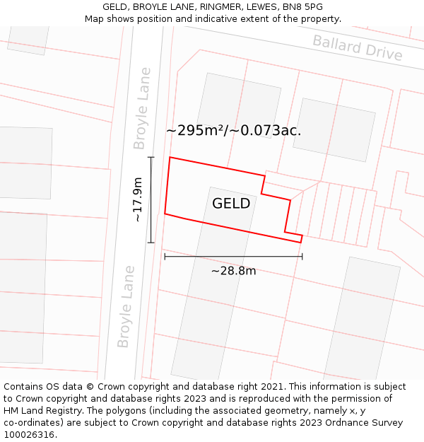 GELD, BROYLE LANE, RINGMER, LEWES, BN8 5PG: Plot and title map