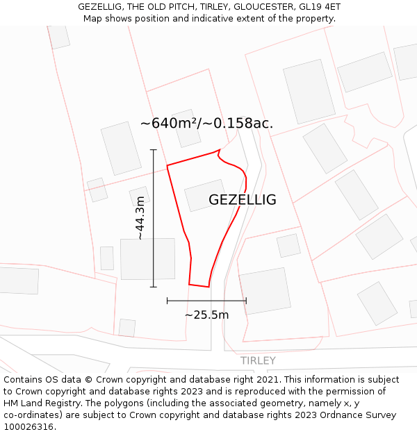 GEZELLIG, THE OLD PITCH, TIRLEY, GLOUCESTER, GL19 4ET: Plot and title map