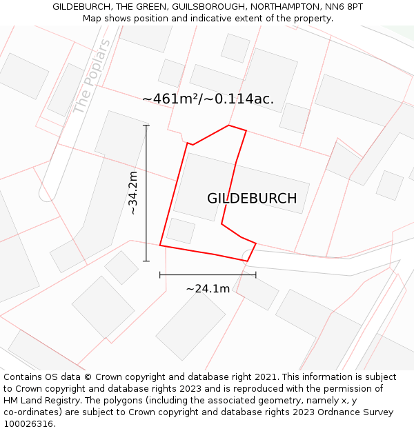 GILDEBURCH, THE GREEN, GUILSBOROUGH, NORTHAMPTON, NN6 8PT: Plot and title map