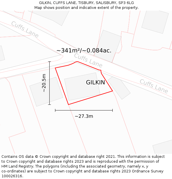 GILKIN, CUFFS LANE, TISBURY, SALISBURY, SP3 6LG: Plot and title map