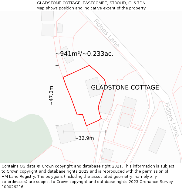 GLADSTONE COTTAGE, EASTCOMBE, STROUD, GL6 7DN: Plot and title map