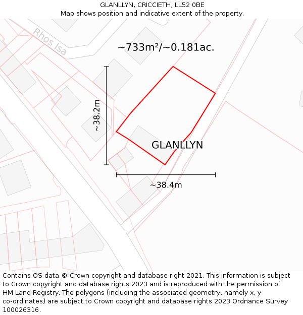 GLANLLYN, CRICCIETH, LL52 0BE: Plot and title map