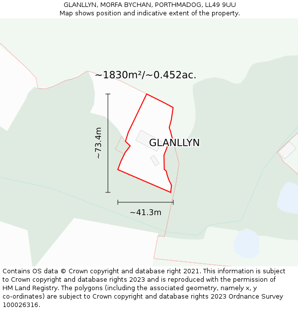 GLANLLYN, MORFA BYCHAN, PORTHMADOG, LL49 9UU: Plot and title map