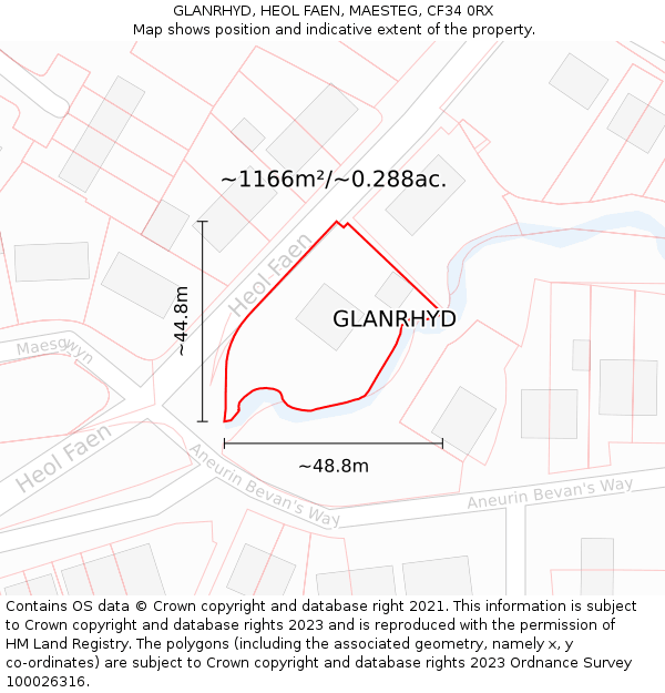 GLANRHYD, HEOL FAEN, MAESTEG, CF34 0RX: Plot and title map