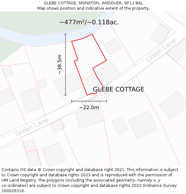 GLEBE COTTAGE, MONXTON, ANDOVER, SP11 8AL: Plot and title map