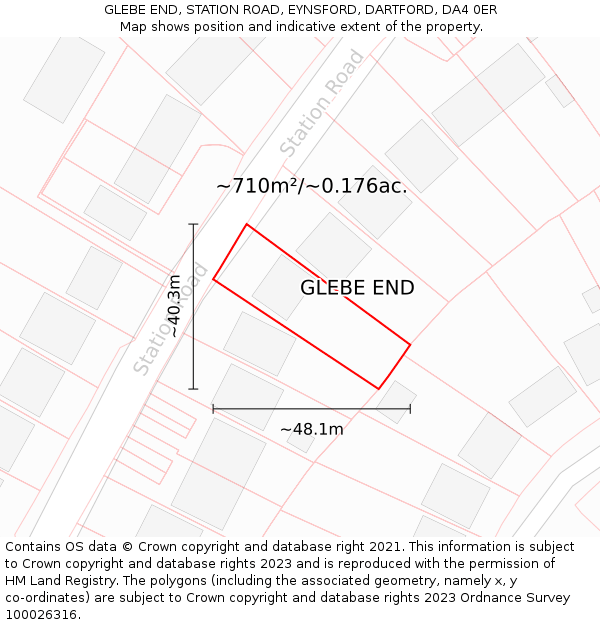 GLEBE END, STATION ROAD, EYNSFORD, DARTFORD, DA4 0ER: Plot and title map