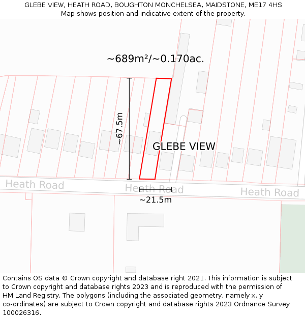 GLEBE VIEW, HEATH ROAD, BOUGHTON MONCHELSEA, MAIDSTONE, ME17 4HS: Plot and title map