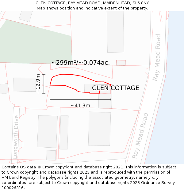 GLEN COTTAGE, RAY MEAD ROAD, MAIDENHEAD, SL6 8NY: Plot and title map