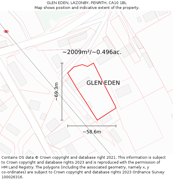 GLEN EDEN, LAZONBY, PENRITH, CA10 1BL: Plot and title map