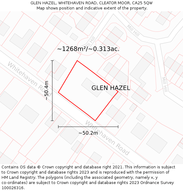 GLEN HAZEL, WHITEHAVEN ROAD, CLEATOR MOOR, CA25 5QW: Plot and title map