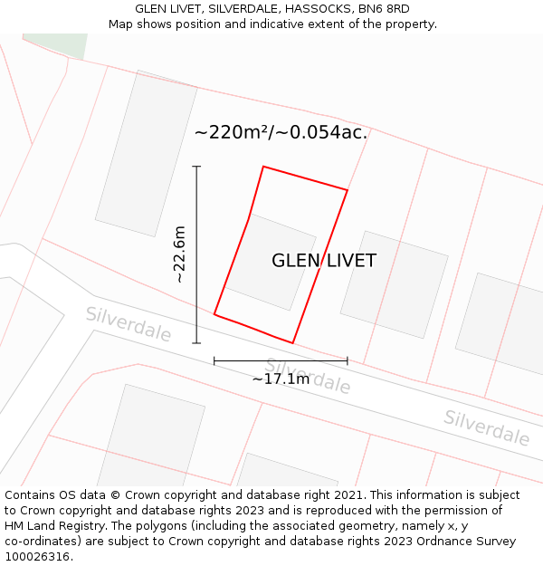GLEN LIVET, SILVERDALE, HASSOCKS, BN6 8RD: Plot and title map