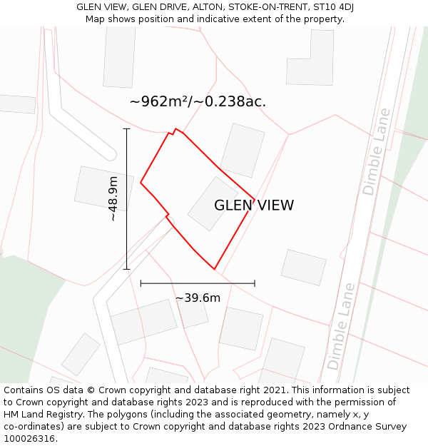 GLEN VIEW, GLEN DRIVE, ALTON, STOKE-ON-TRENT, ST10 4DJ: Plot and title map