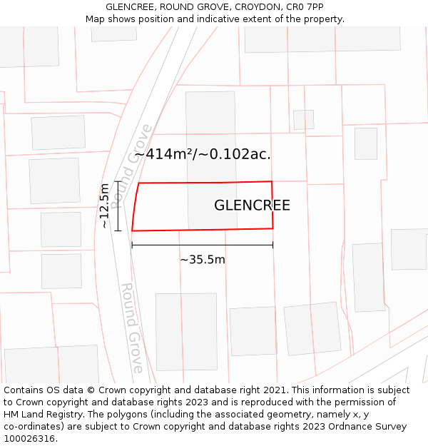 GLENCREE, ROUND GROVE, CROYDON, CR0 7PP: Plot and title map