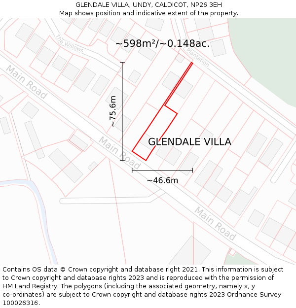 GLENDALE VILLA, UNDY, CALDICOT, NP26 3EH: Plot and title map